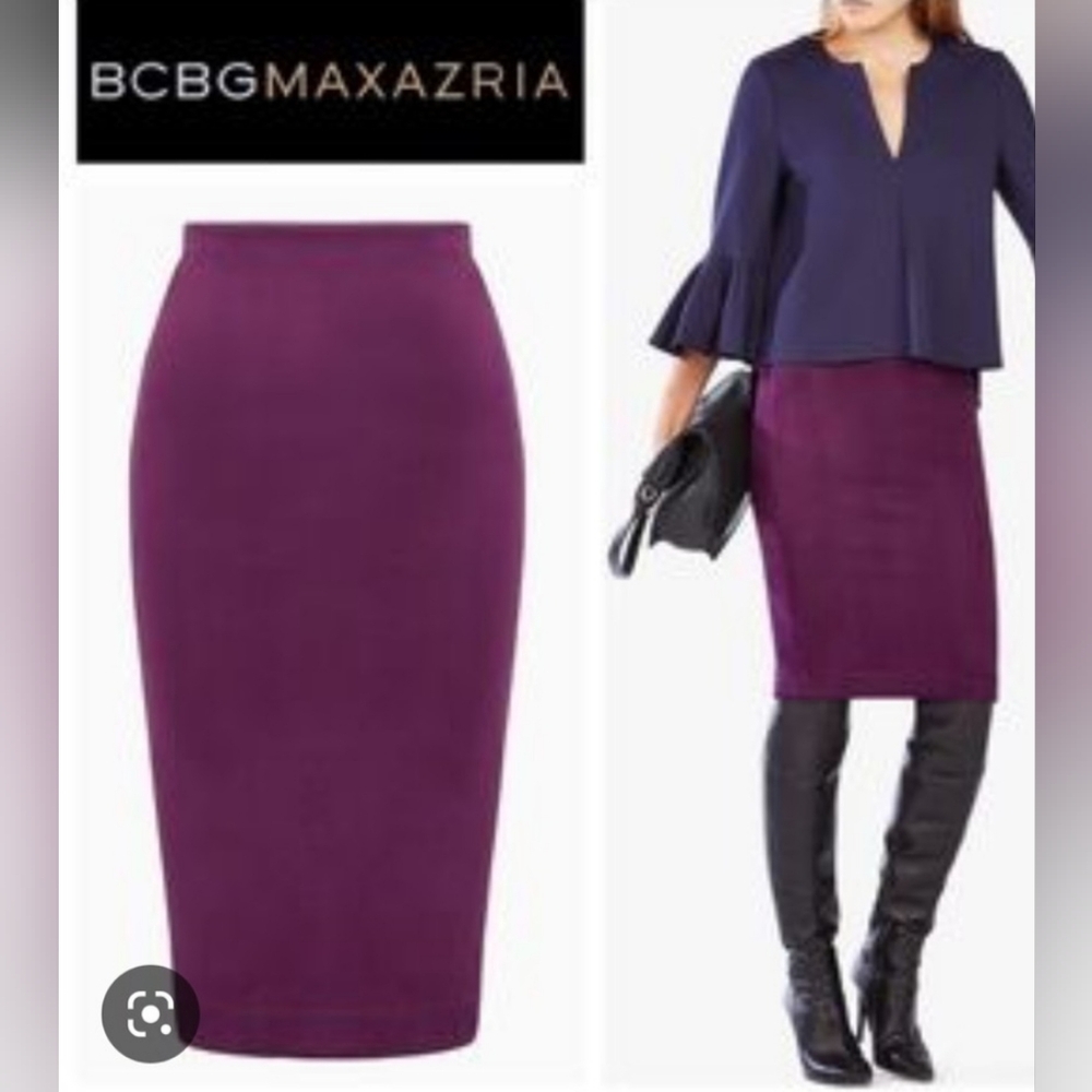 Bcbgmaxazria Faux Suede Pencil Skirt Plum Size Large